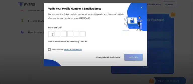 Fyers Account Opening 1st OTP Verification