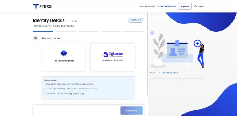 Fyers Account Opening Identity Page