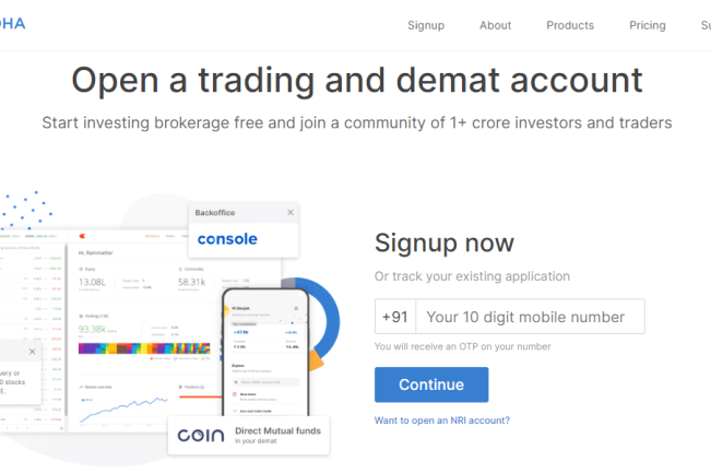 open demat and trading account in Zerodha step 1